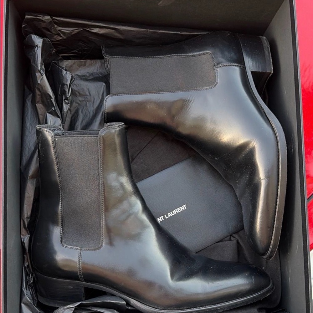 Saint Laurent Glossy Black Men's Boots